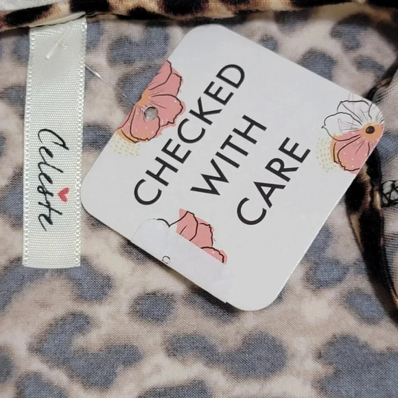 Two in One Layered Shirt Womens Cold Shoulder Blouse Top Leopard Print Relaxed L - Picture 5 of 6